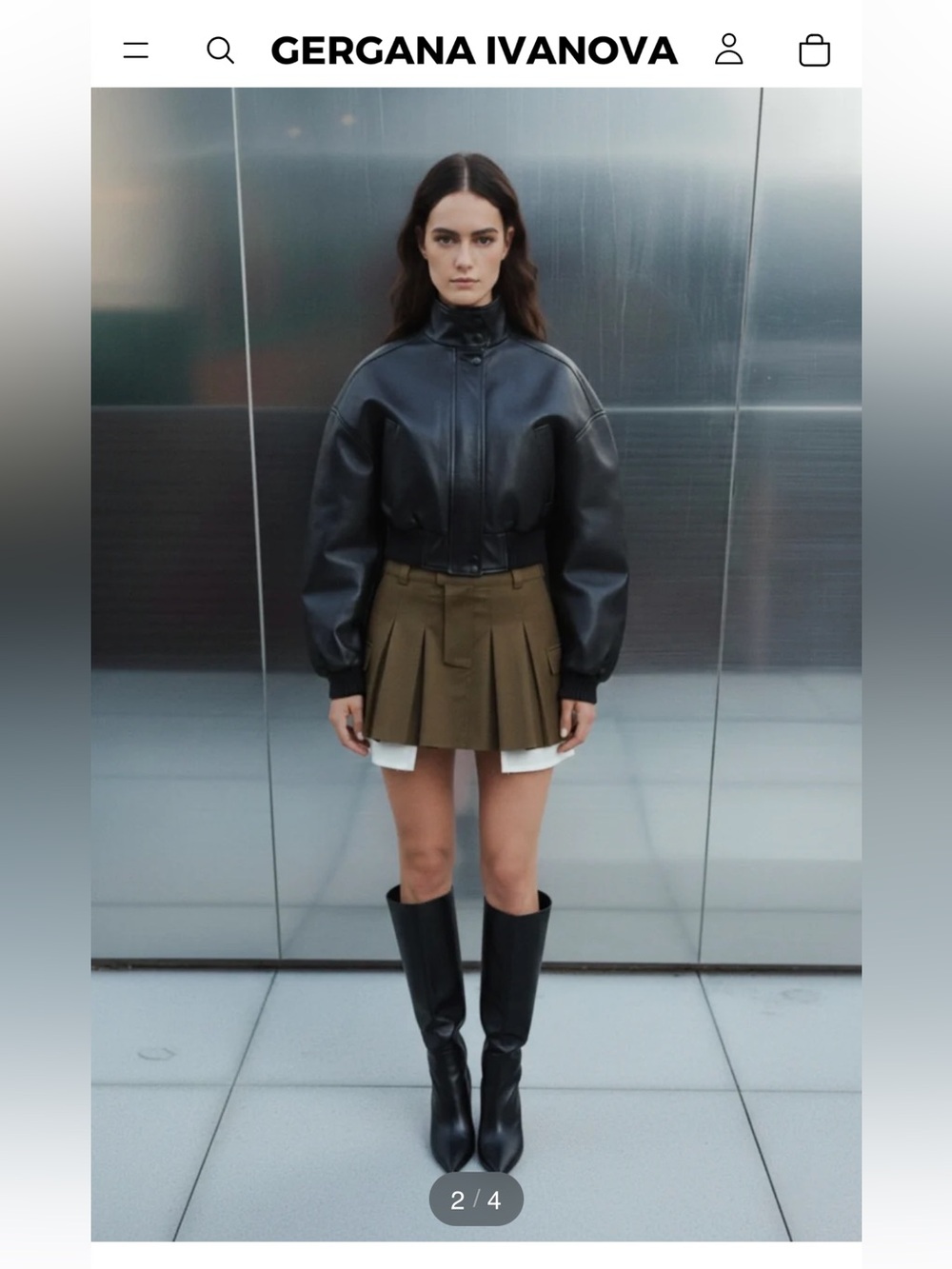 Gergana Ivanova Street Wear Giselle Khaki Mini Skirt, Sz S